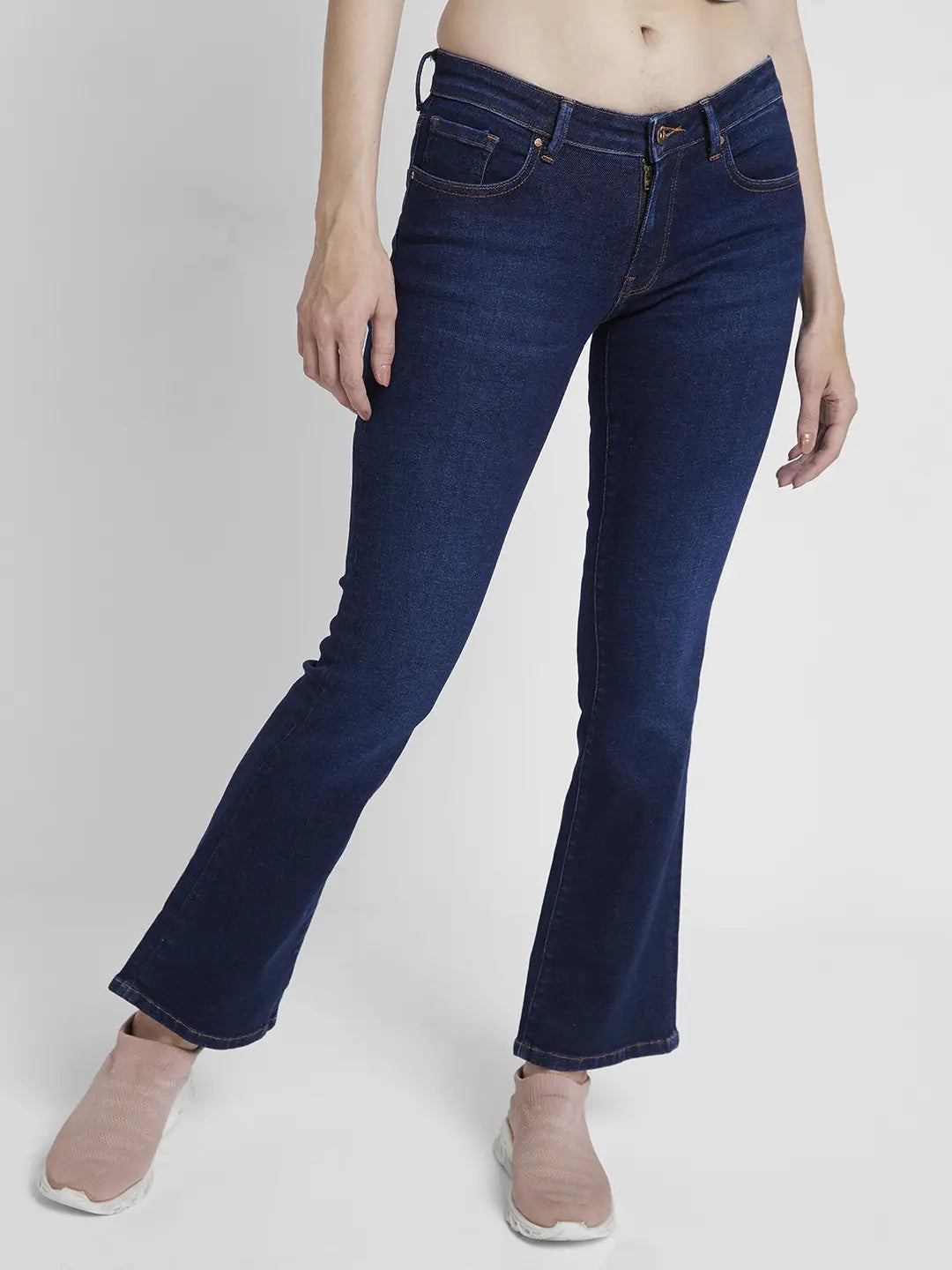 Women Elissa Jeans Boot Cut Fit Dark Blue Low Rise