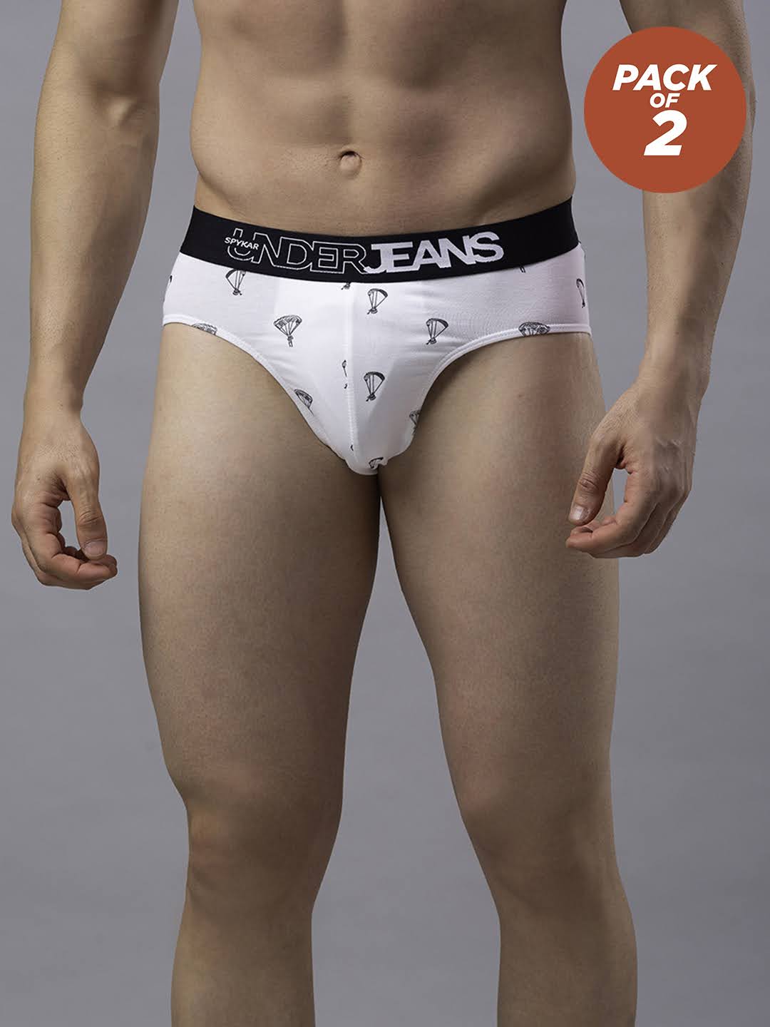 Underjeans By Spykar Men Cotton Blend White Brief