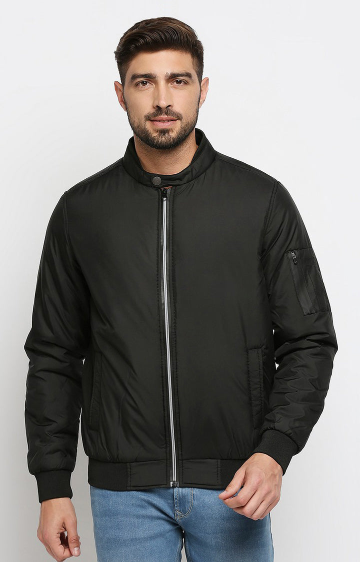 Spykar Black Polyester Men Jacket