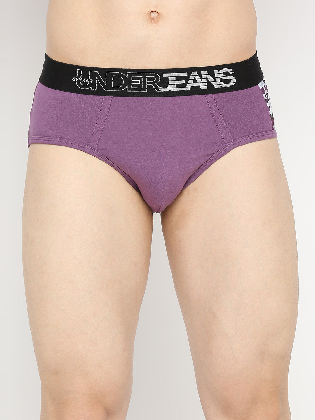 Underjeans By Spykar Men Premium Dull Purple Cotton Blend Brief