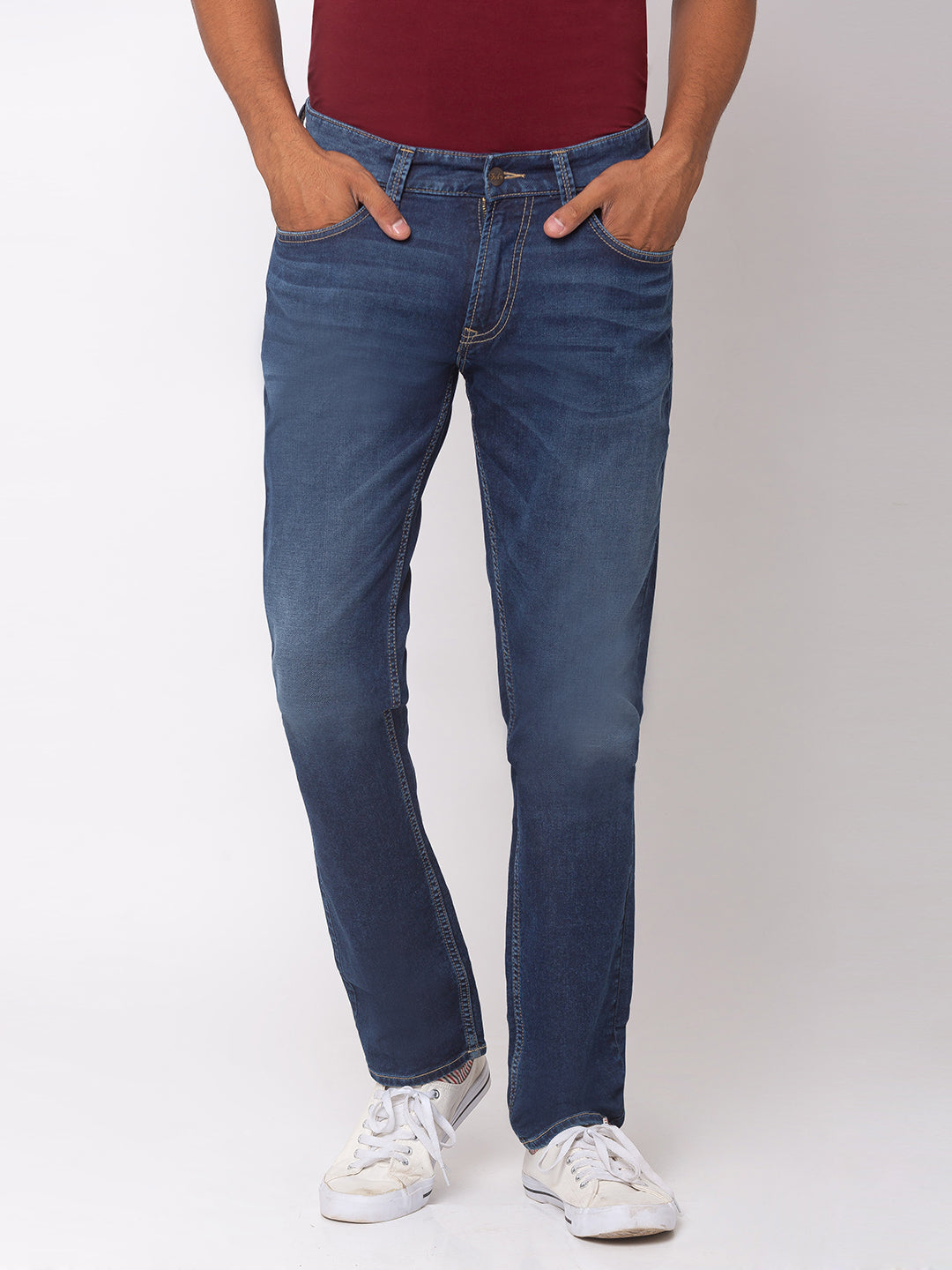 Spykar Cotton Blue Regular Fit Jeans For Men (Rover)