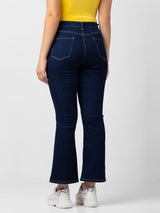 Women Elissa Jeans Boot Cut Fit Dark Blue High Rise