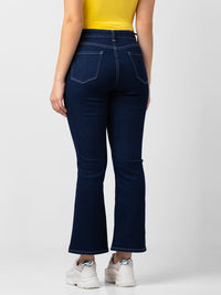 Women Elissa Jeans Boot Cut Fit Dark Blue High Rise