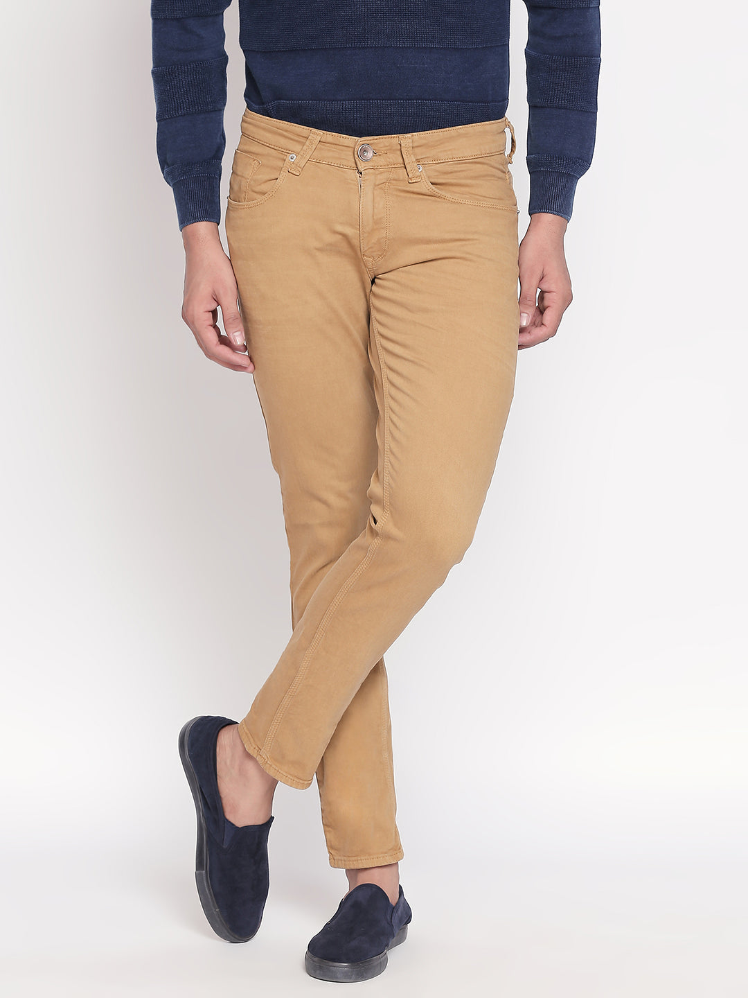 Spykar Men Khaki Solid Slim Fit Jeans