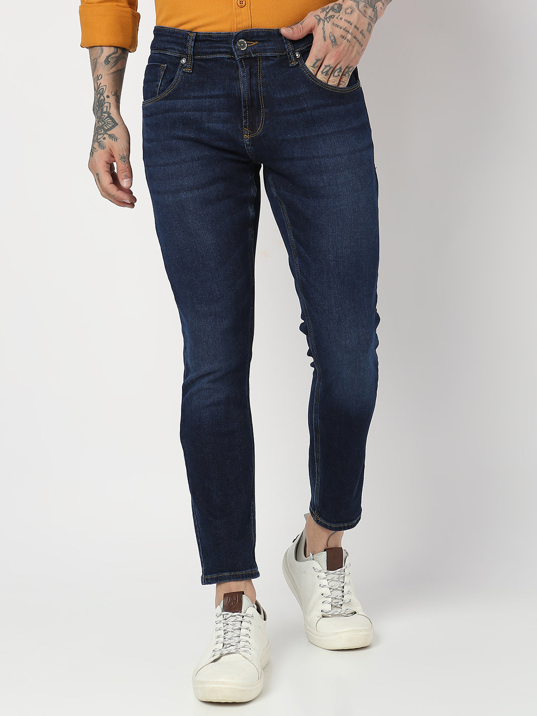 Spykar Men Dark Blue Cotton Slim Fit Tapered Length Jeans (Kano)