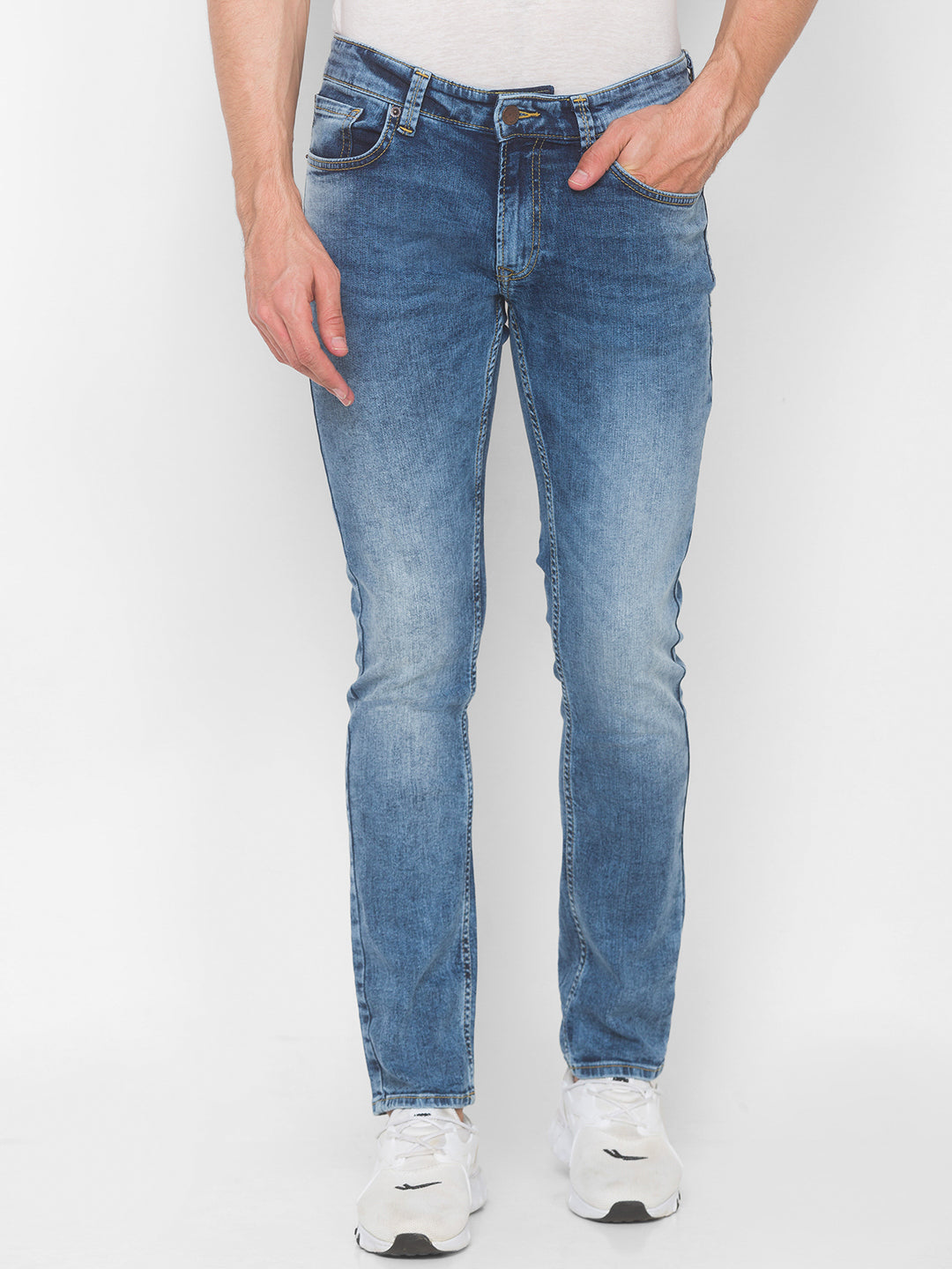 Spykar Men Light Blue Regular Fit Low-Rise Jeans (Rover)