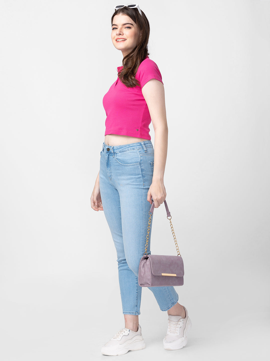 Women Light Blue Cotton Slim Straight Fit Ankle Length Jeans (Emma)