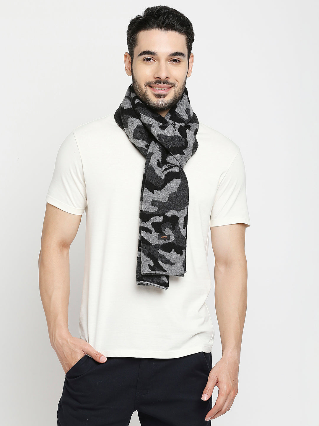 Spykar Black Camo Cotton Muffler