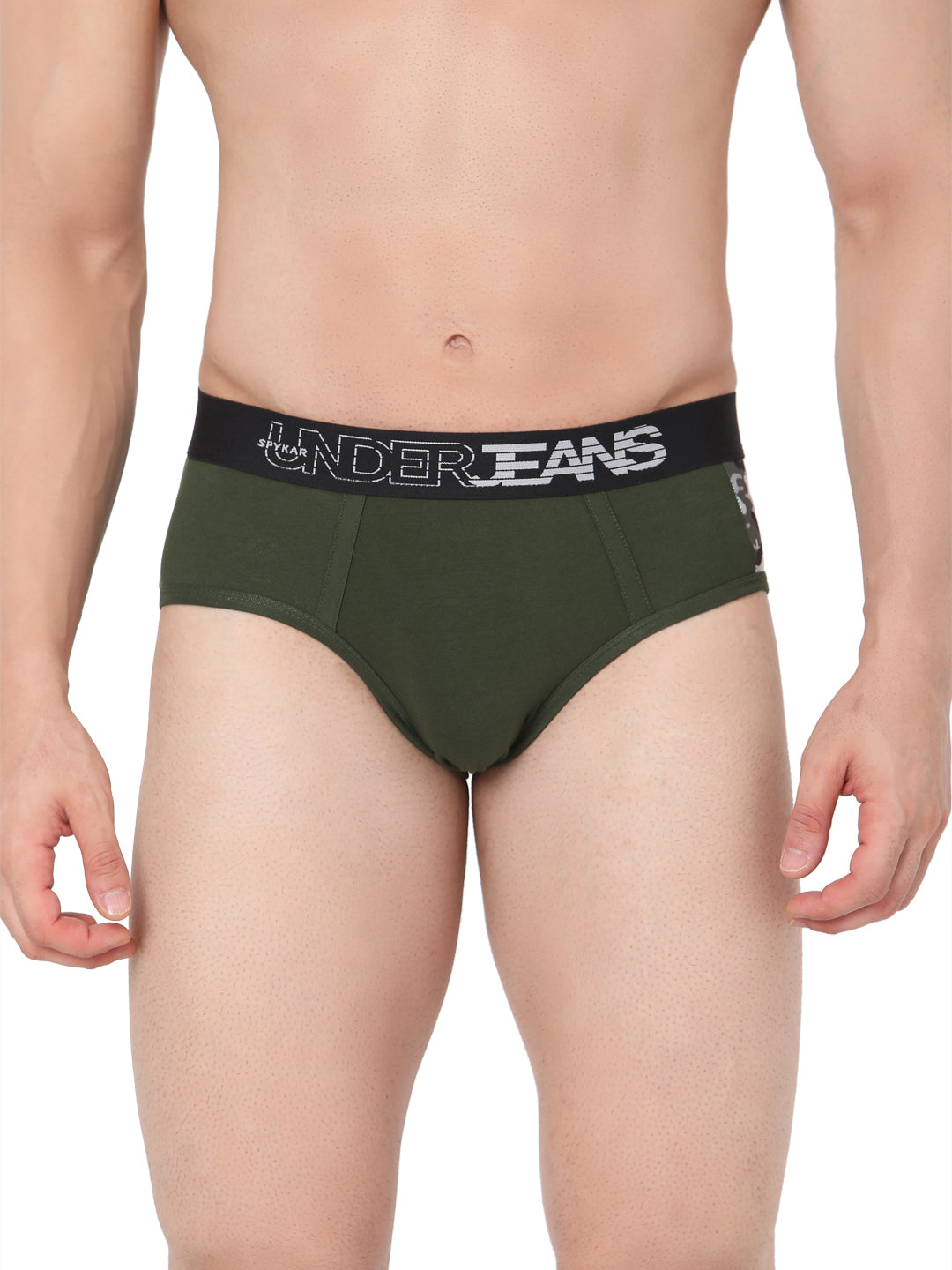 Underjeans By Spykar Men Premium Cotton Blend Olive Brief