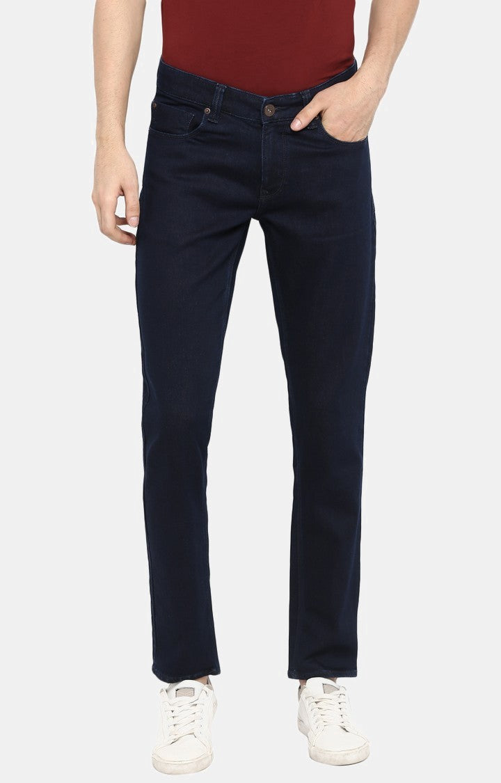 Spykar Blue Cotton Slim Fit Narrow Regular Length Jeans For Men