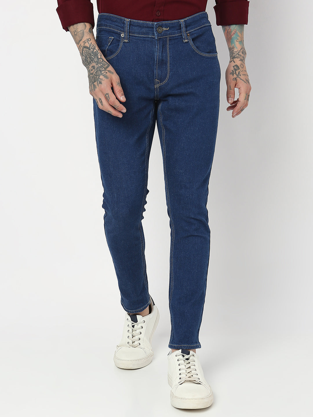 Spykar Men Raw Blue Cotton Slim Fit Tapered Length Jeans (Kano)