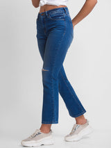 Women Elissa Jeans Boot Cut Fit Dark Blue High Rise