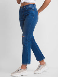 Women Elissa Jeans Boot Cut Fit Dark Blue High Rise
