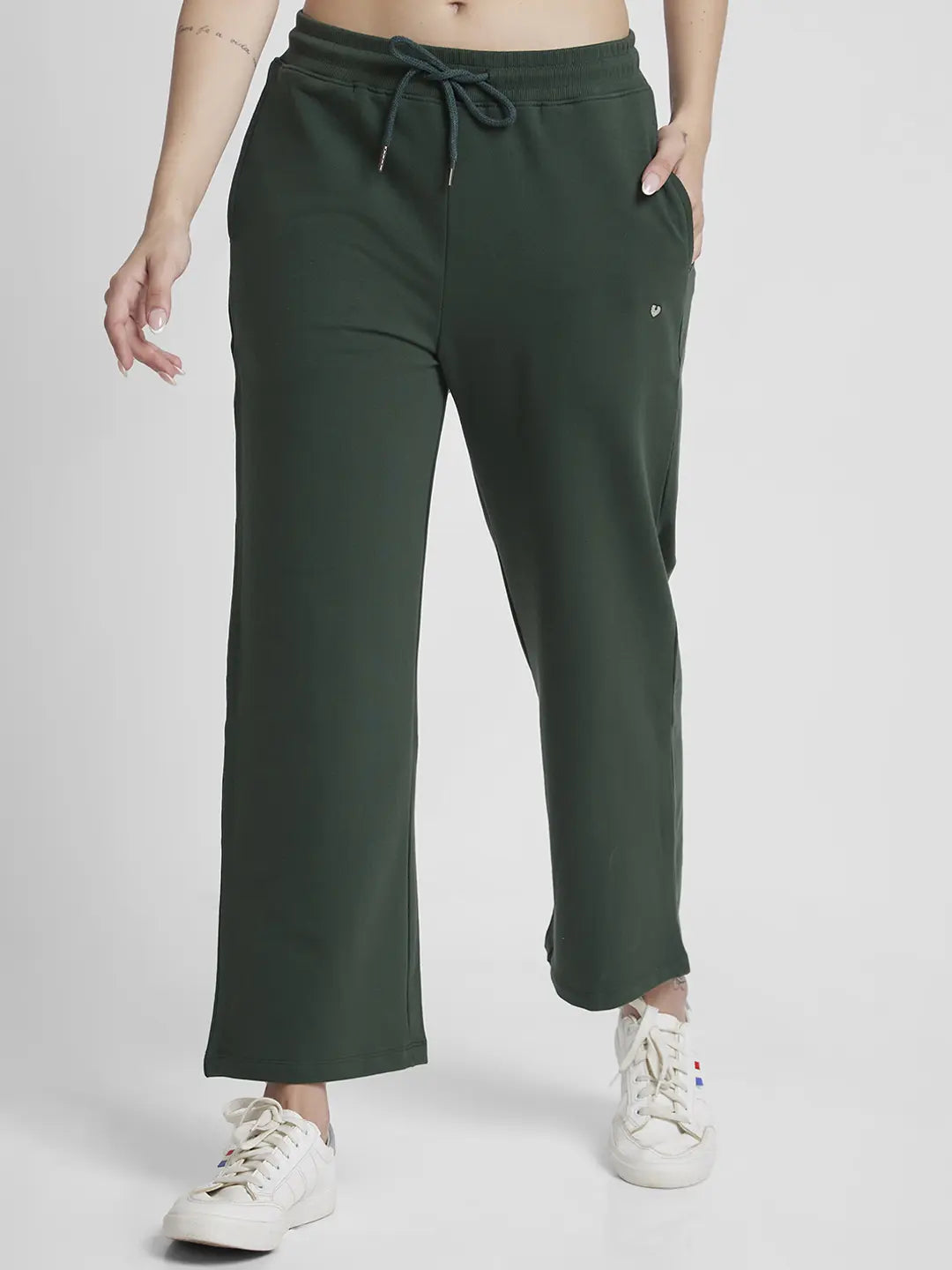 Spykar Women Malachite Blended Straight Fit Ankle Length Trackpant