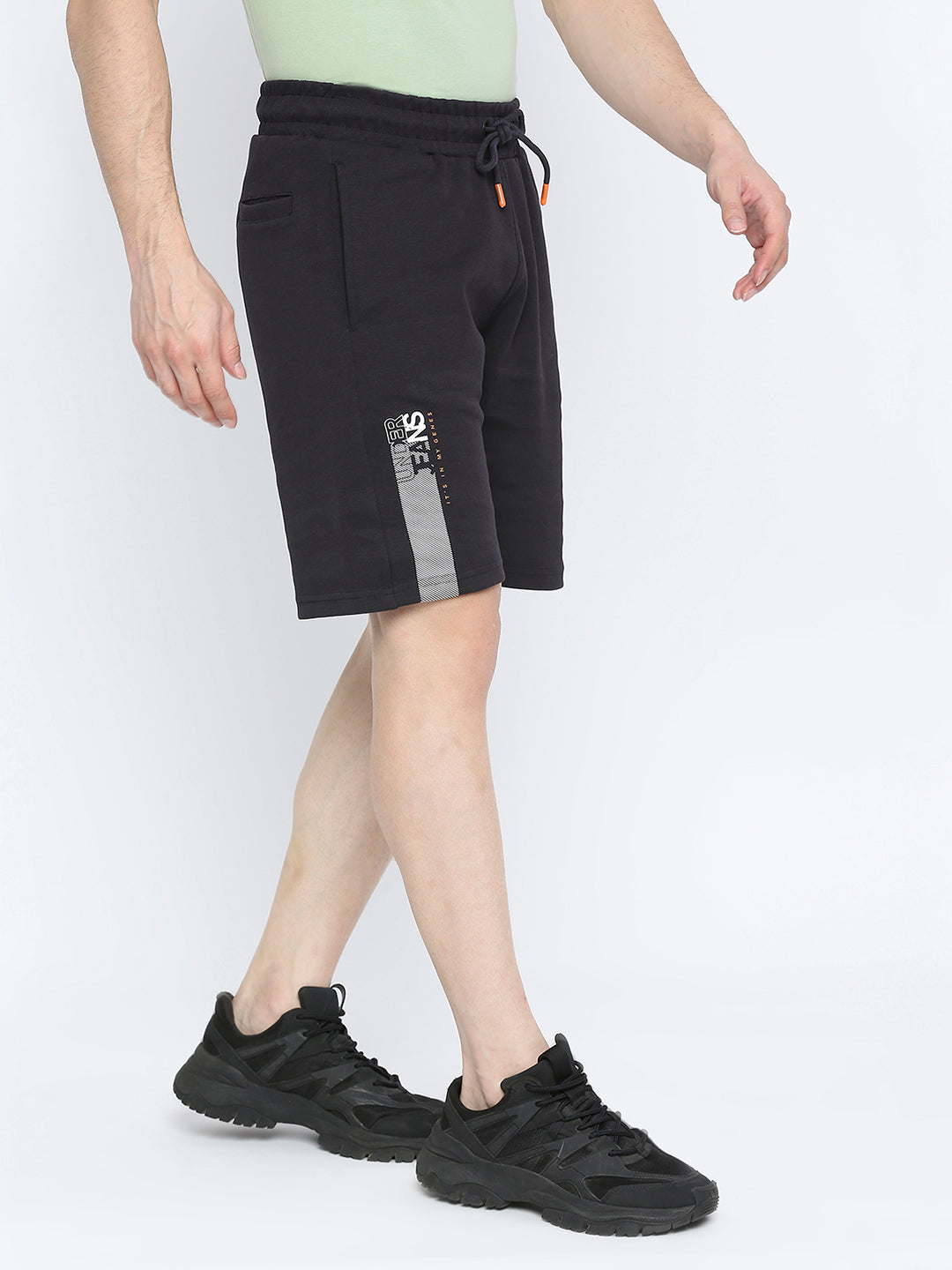 Men Premium Cotton Blend Knitted Navy Shorts - Underjeans By Spykar