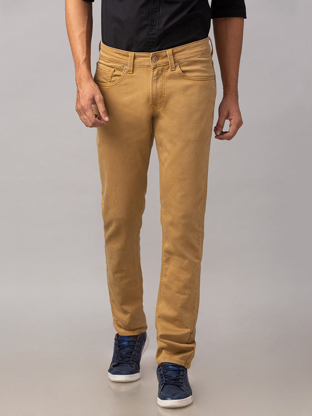 Spykar Men Yellow Cotton Slim Fit Narrow Length Jeans (Skinny)