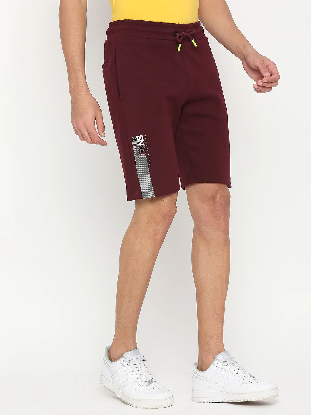 Men Premium Cotton Blend Knitted Wine Shorts - Underjeans By Spykar