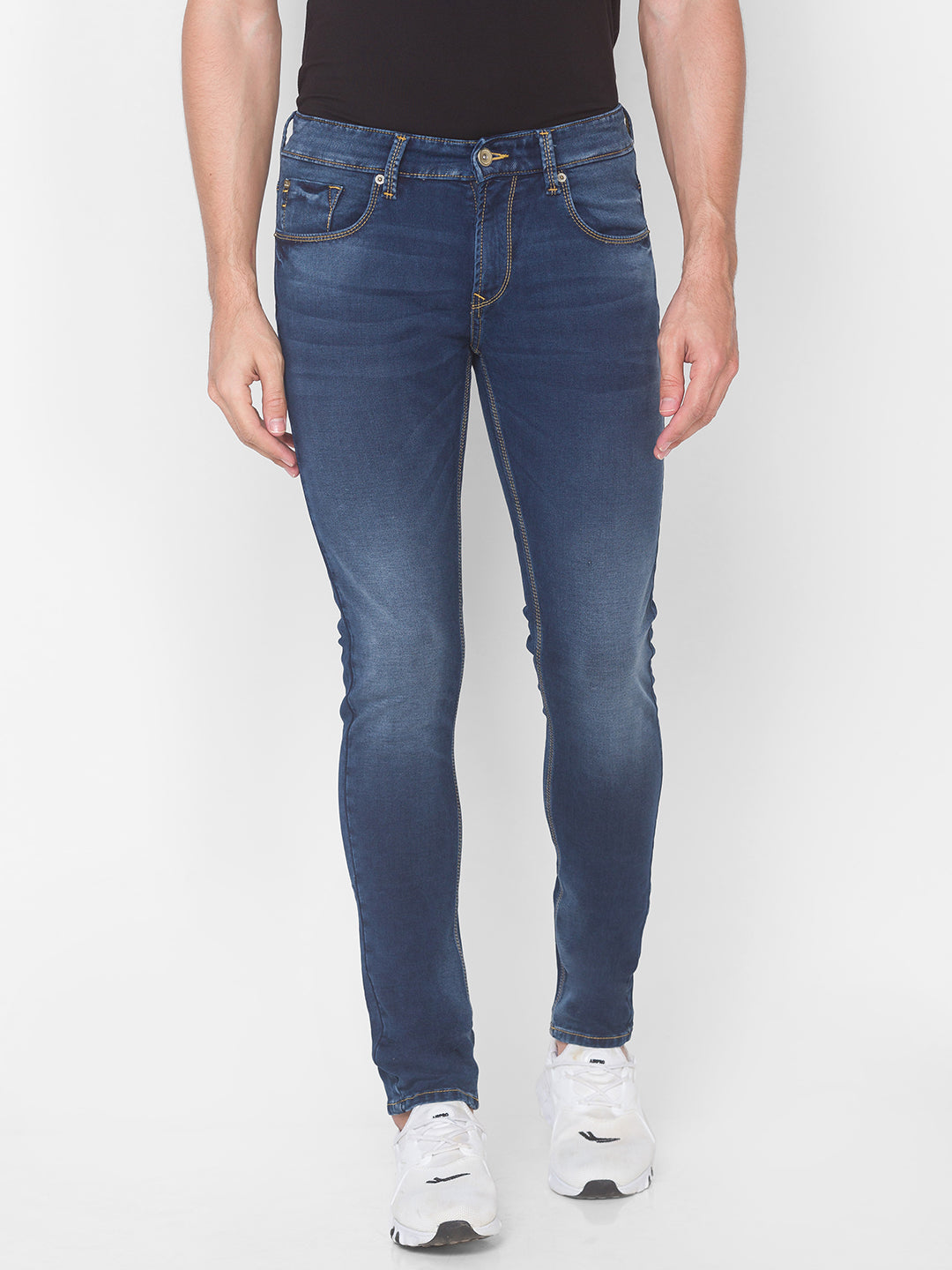 Spykar Men Dark Blue Cotton Jeans (Super Skinny)