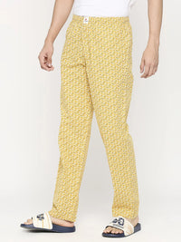 Men Premium Ochre Cotton Regular Fit Pyjama - Underjeans By Spykar