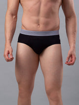 Underjeans Black-Grey Cotton Blend Brief