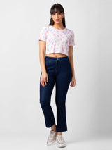 Women Elissa Jeans Boot Cut Fit Dark Blue High Rise
