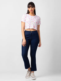 Women Elissa Jeans Boot Cut Fit Dark Blue High Rise