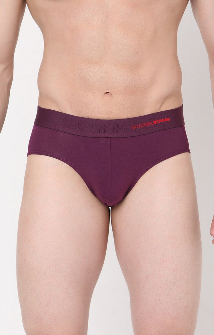 Purple Cotton Brief For Men Premium- Underjeans By Spykar