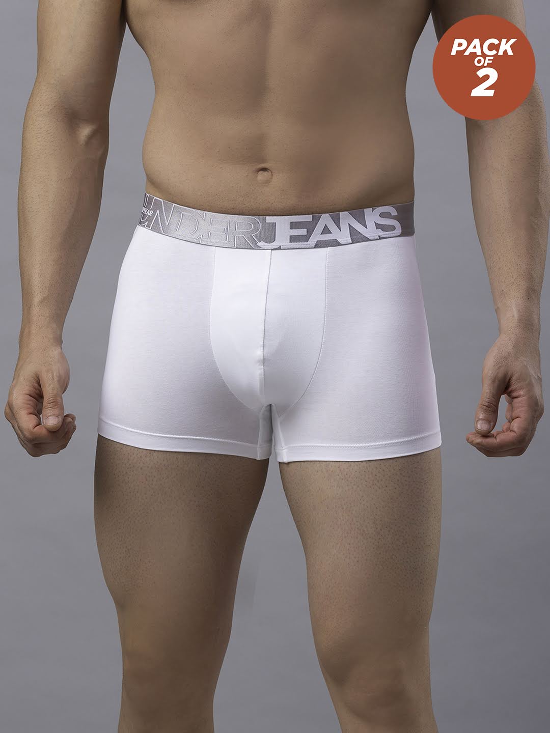 Underjeans By Spykar Men Premium Cotton Blend White Trunk - (Pack Of 2)