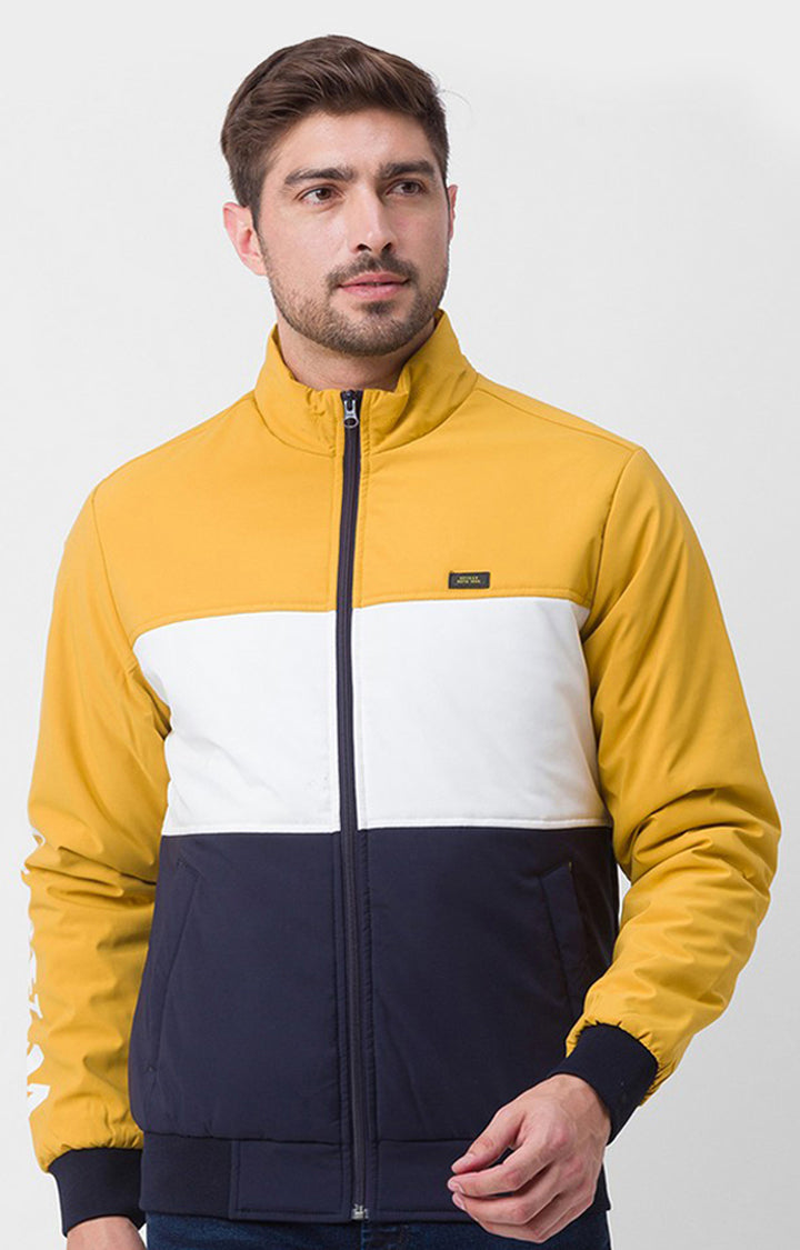 Spykar Mustard Yellow Polyester Full Sleeve Casual Jacket For Men