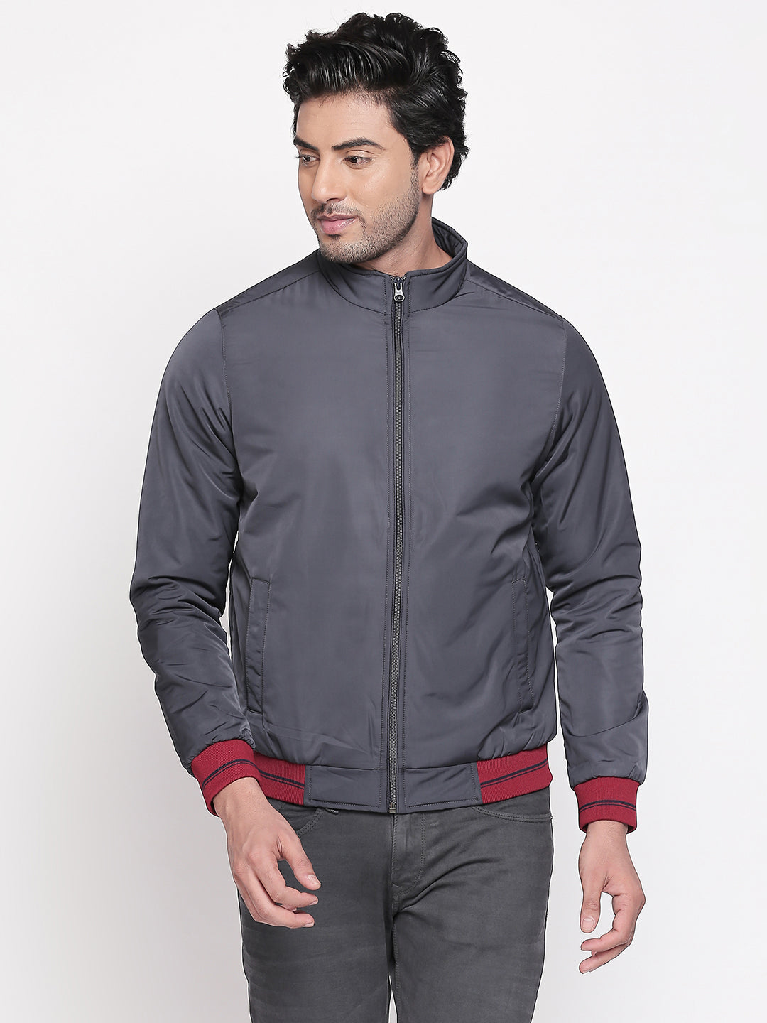 Spykar Grey Polyester Regular Fit Jacket For Men