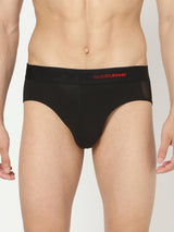 Underjeans By Spykar Black Solid Briefs For Men