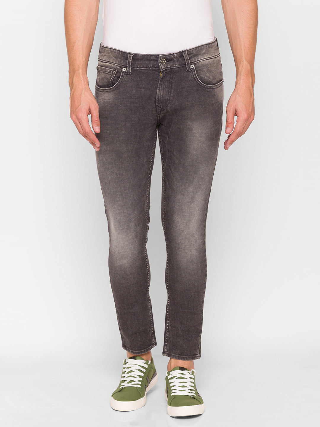 Spykar Men Light Grey Slim Fit Tapered Length Mid Rise Jeans(Kano)