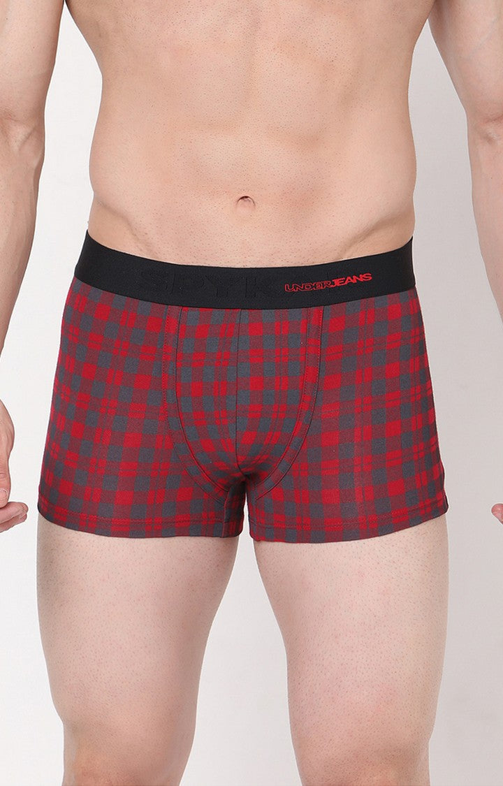 Underjeans By Spykar Men Maroon Checked Trunks