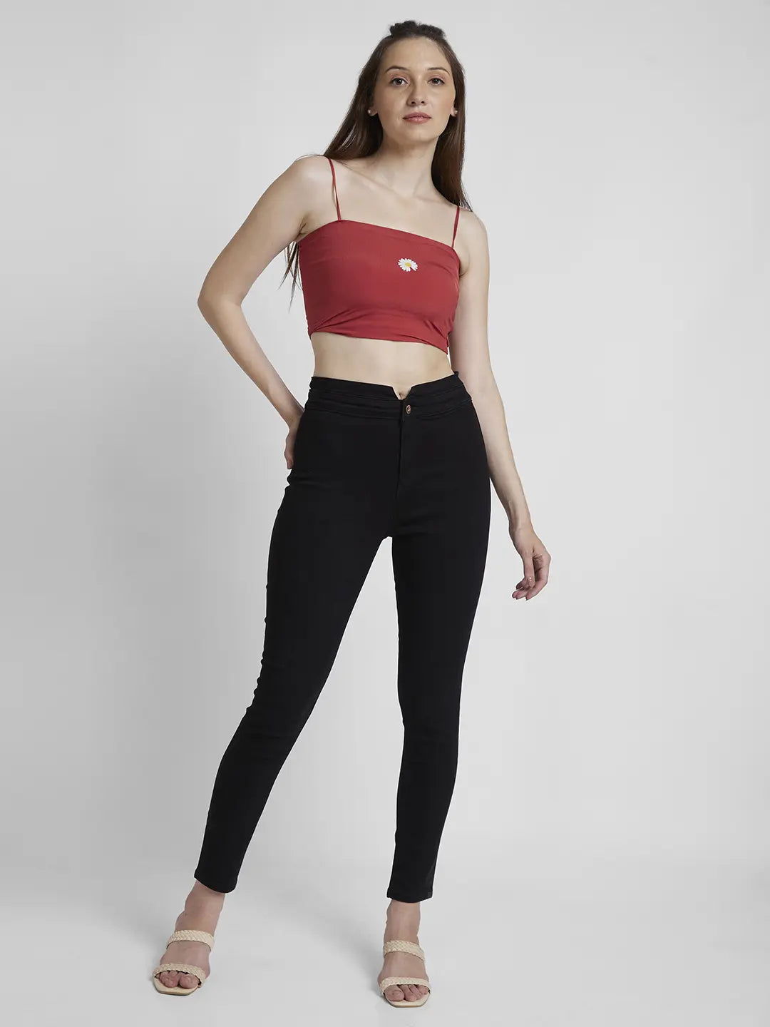 Women Jeans Super Skinny Fit Black Ankle Length