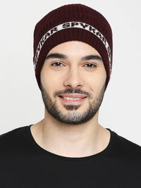 Spykar Wine Cotton Beanie Cap