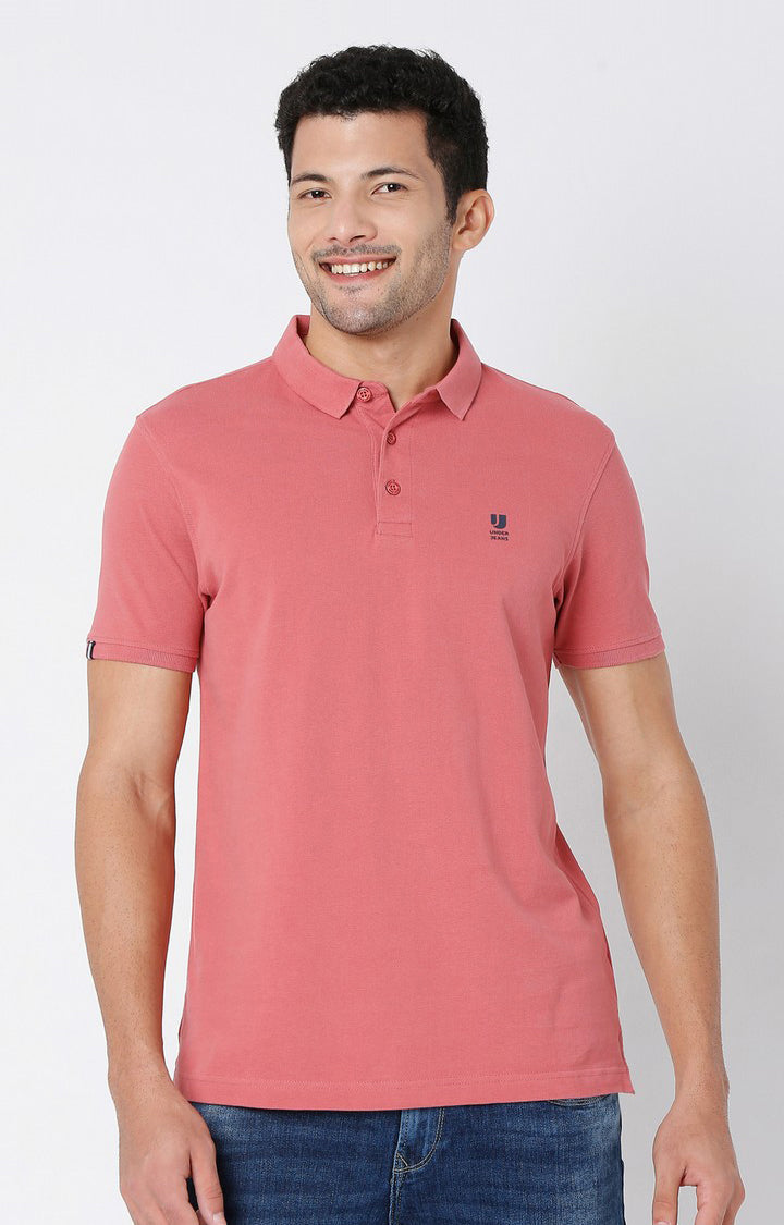 Men Premium Dull Brick Cotton Polo T-Shirts- Underjeans By Spykar