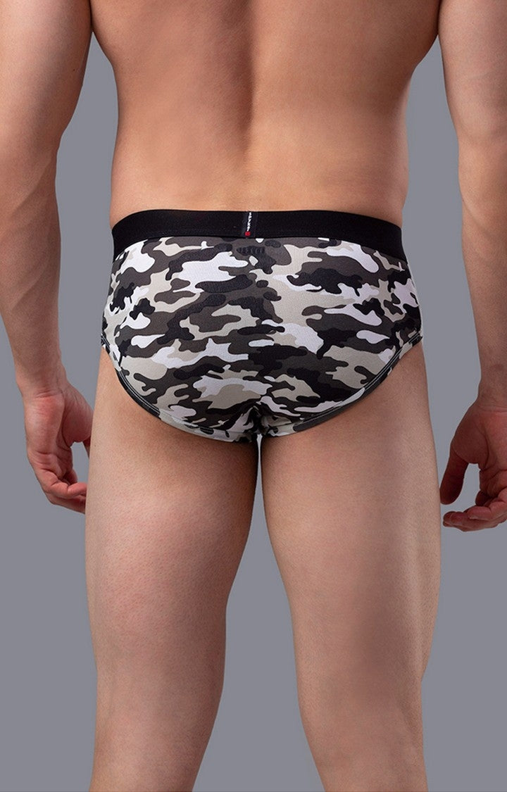 Underjeans by Spykar Men Pack of 2 Grey & Green Camouflage Print Briefs