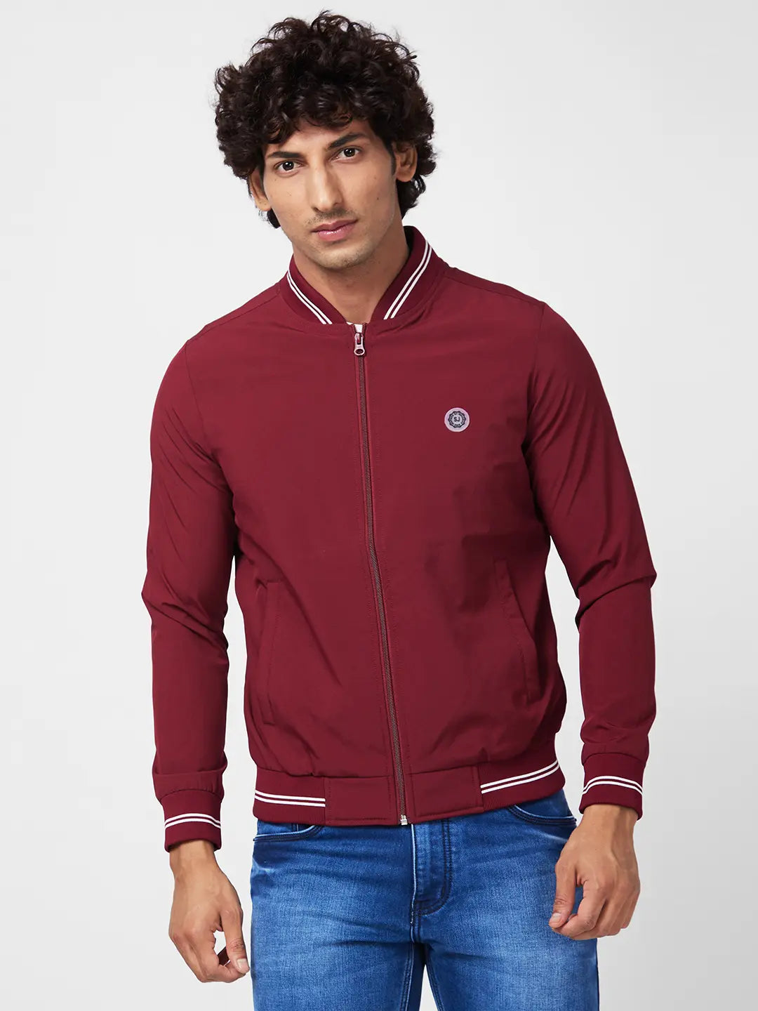 Men'S Shell Jacket With Contrast Rib Tipping & Br and ed Label At Chest