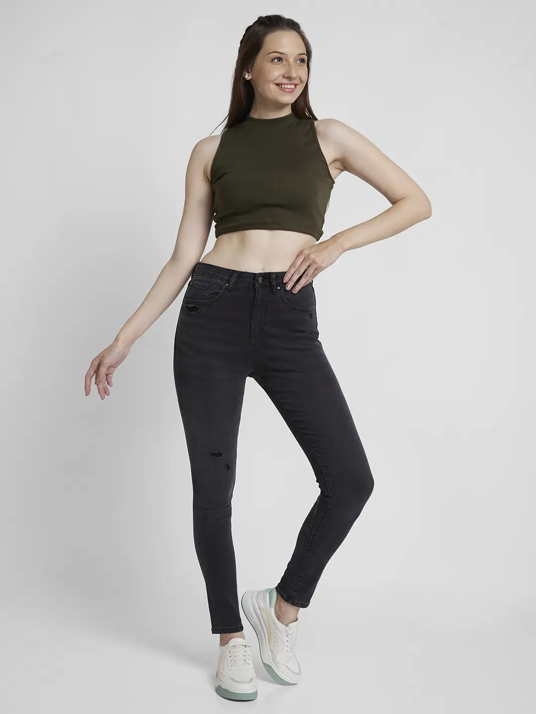 Women Alexa Jeans Super Skinny Fit Black High Rise