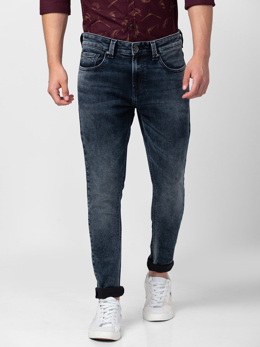 Spykar Men Dark Blue Cotton Slim Fit Tapered Length Jeans (Kano)