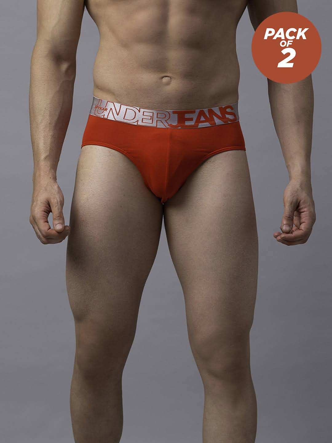 Underjeans By Spykar Men Cotton Blend Red Brief