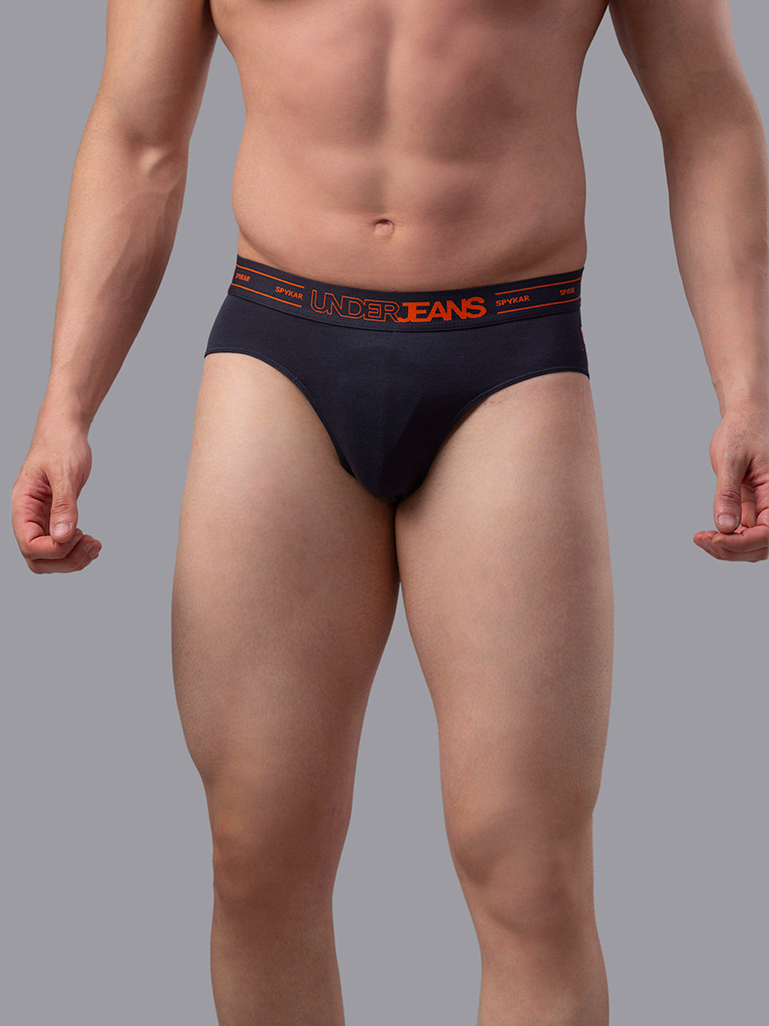 Underjeans By Spykar Men Premium Cotton Blend Grey Brief