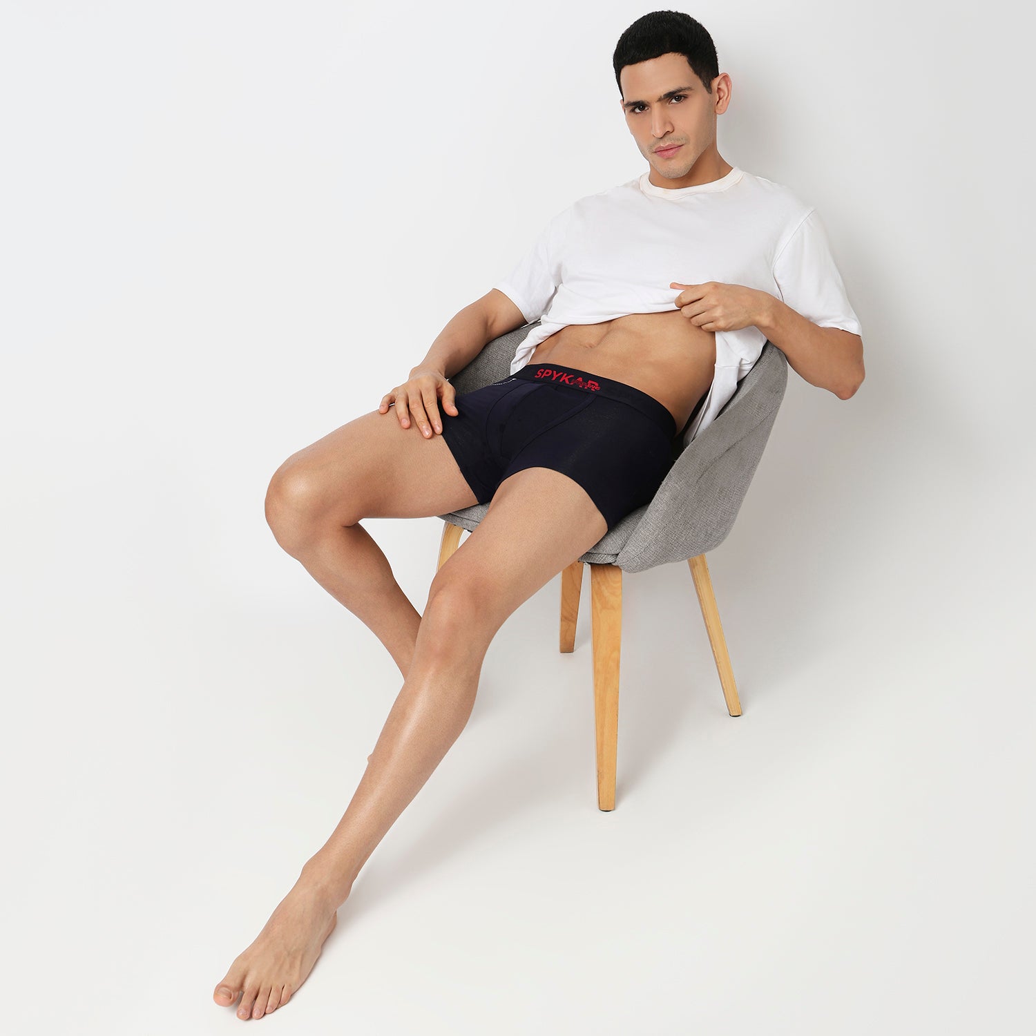 Underjeans Navy Cotton Blend Trunk