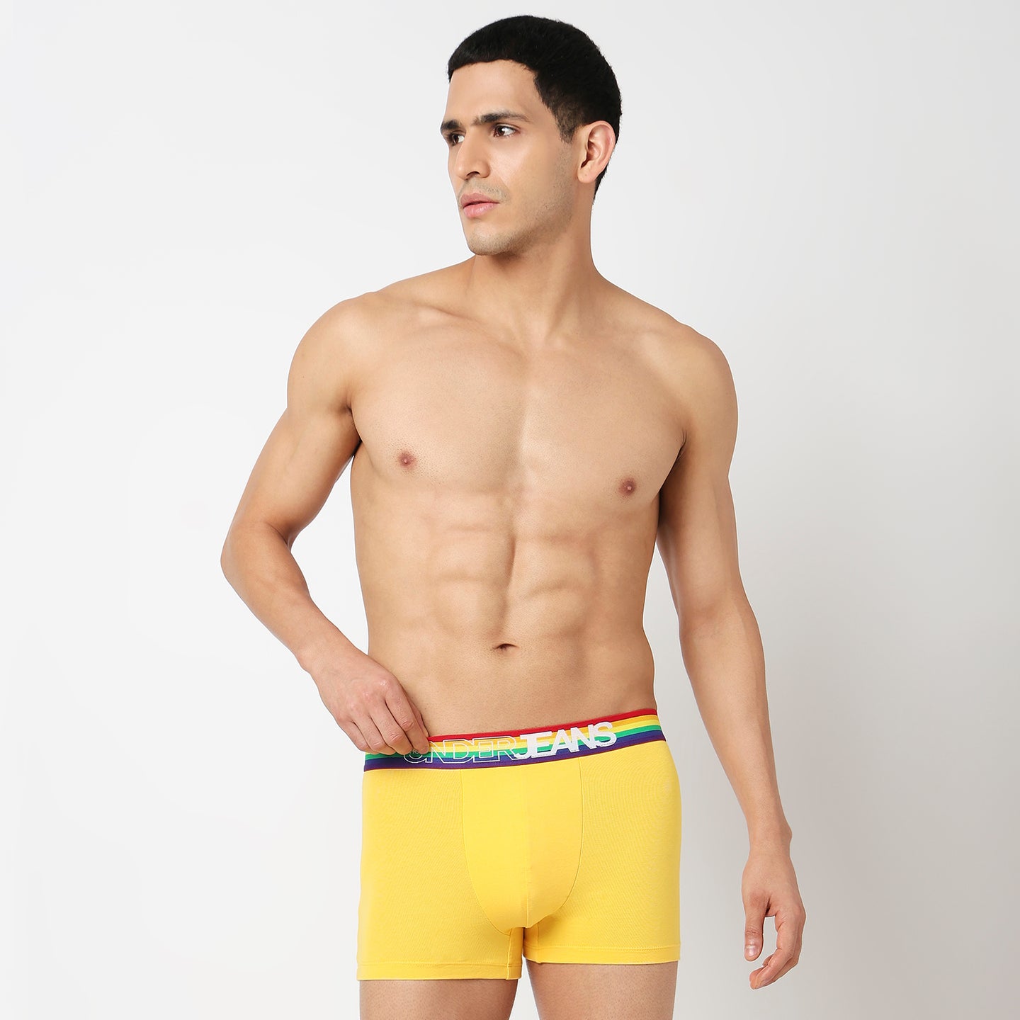 Underjeans Yellow Multi Cotton Blend Trunk
