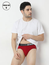 Underjeans Pack Of 2 Maroon Olive Mid Rise Solid Briefs