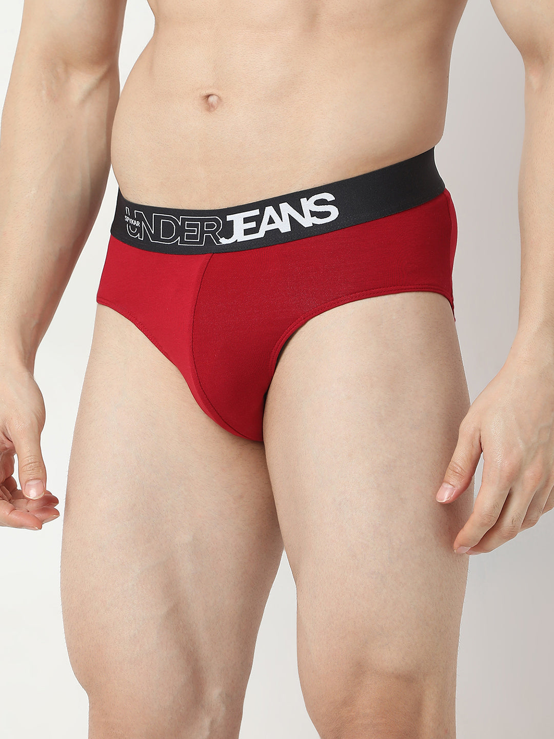 Underjeans Pack Of 2 Maroon Olive Mid Rise Solid Briefs