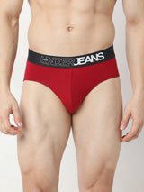 Underjeans Pack Of 2 Maroon Olive Mid Rise Solid Briefs