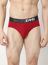 Underjeans Pack Of 2 Maroon Olive Mid Rise Solid Briefs