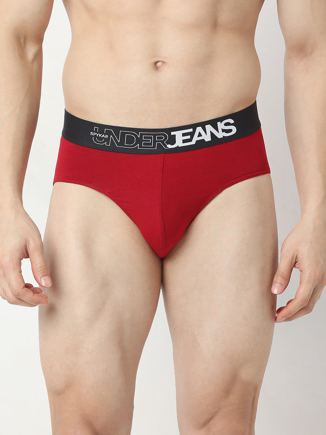 Underjeans Pack Of 2 Maroon Olive Mid Rise Solid Briefs