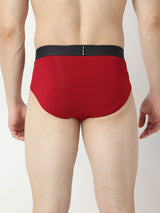 Underjeans Pack Of 2 Maroon Olive Mid Rise Solid Briefs